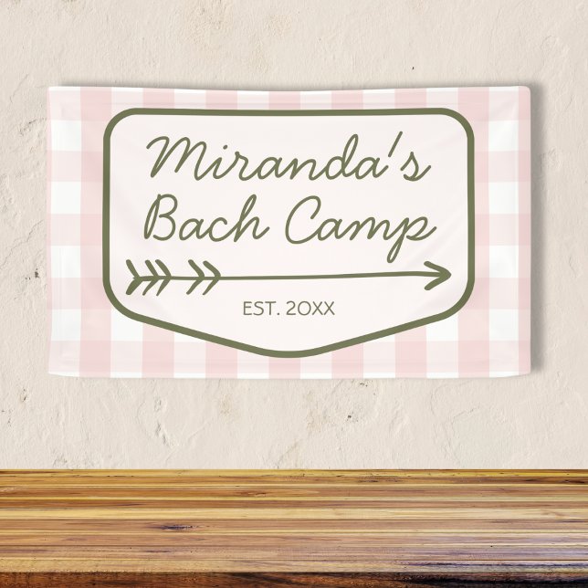 Gingham Summer Bach Camp Pink Green Bachelorette  Banner (Gingham Summer Bach Camp Pink Green Bachelorette Banner)