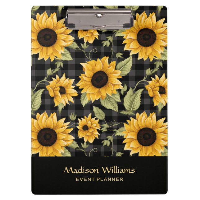 Gingham Sunflowers Pattern Clipboard (Front)