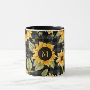 Gingham Sunflowers Pattern Mug