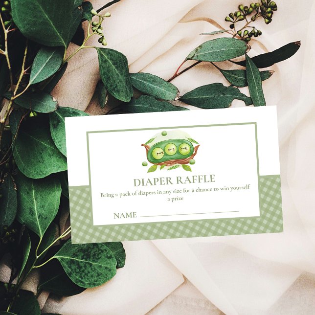 Gingham Sweet Pea In Pod Diaper Raffle Baby Shower Enclosure Card (Gingham Sweet Pea In Pod Diaper Raffle Baby Shower Enclosure Card)