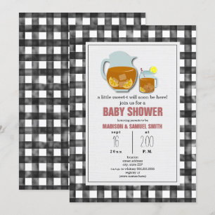 Gingham Sweet Tea Lemons Neutral Baby Shower Invitation