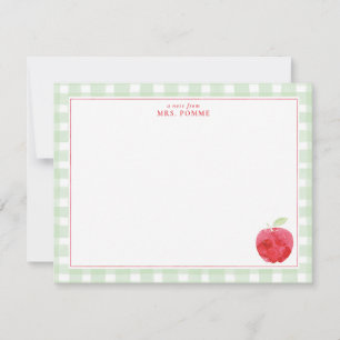Gingham Teacher Apple Gift Card