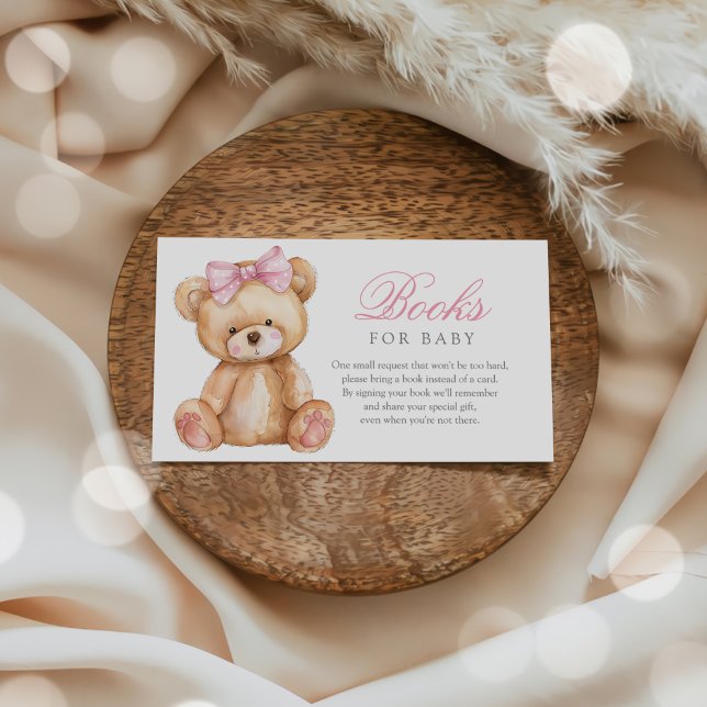 Gingham Teddy Bear Baby Shower Book Request Enclosure Card (Creator Uploaded)