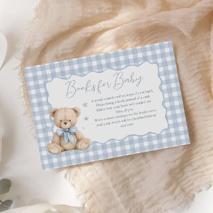 Gingham Teddy Bear Baby Shower Books For Baby Enclosure Card