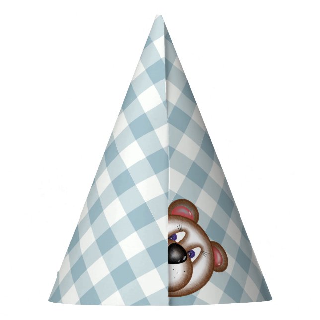 Gingham Teddy Bear Picnic Party hat (Back)