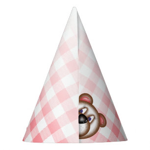 Gingham Teddy Bear Picnic Party hat