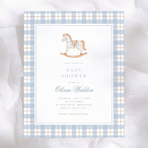 Gingham Vintage Rocking Horse Budget Baby Shower