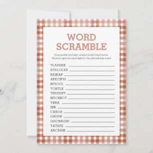 Gingham Watercolor Baby Shower Game Card
