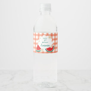 Gingham Watermelon Bottle Wrappers Water Bottle Label