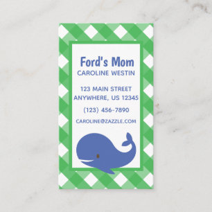 Gingham Whale Business or Contact Cards