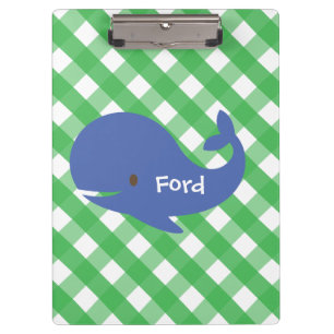 Gingham Whale Personalised Clipboard