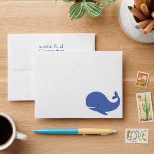 Gingham Whale Personalised Stationery Envelopes