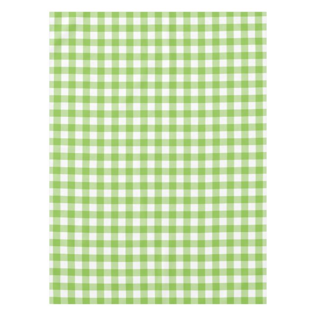 Gingham white and green check tablecloth (Front)