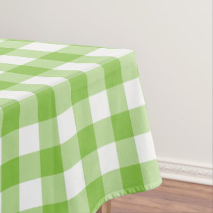 Gingham white and green check tablecloth