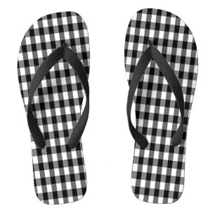 Gingham Wide Strap Flip Flops