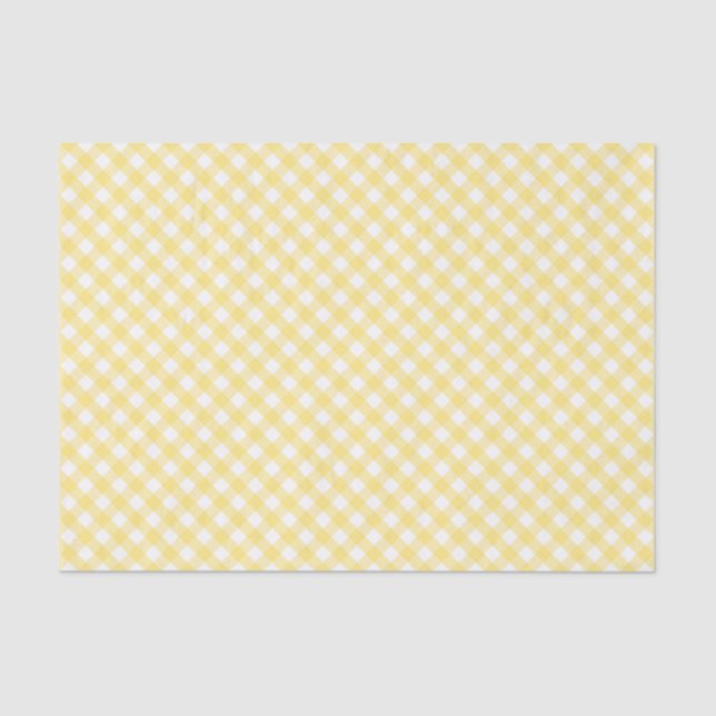 Gingham Yellow Diagonal Pattern Tissue Paper (Front)