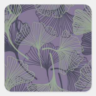 Gingko biloba: abstract vintage pattern. square sticker