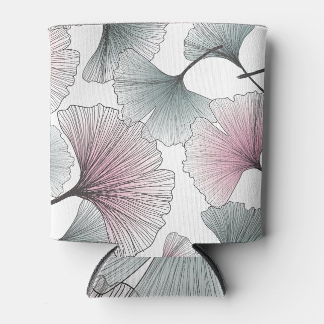 Gingko biloba hand-drawn. can cooler (Front)