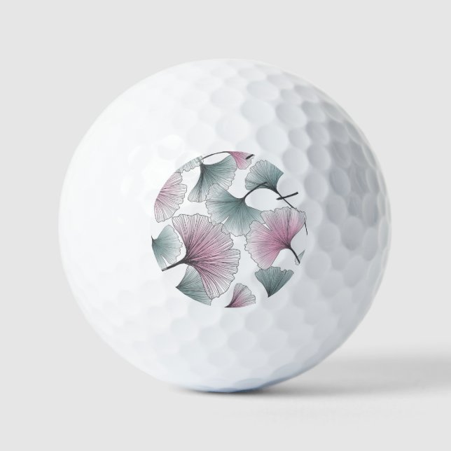 Gingko biloba hand-drawn. golf balls (Front)
