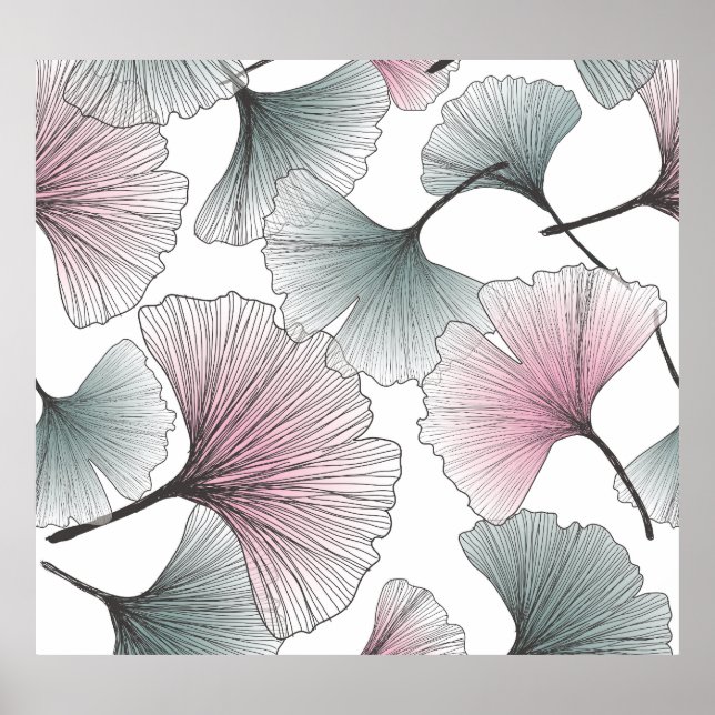 Gingko biloba hand-drawn. poster (Front)