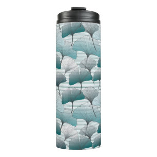 Gingko biloba seamless blue colors pattern. thermal tumbler