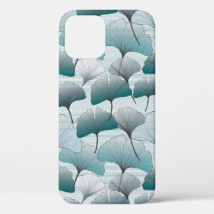 Gingko biloba seamless blue colours pattern. iPhone 12 case