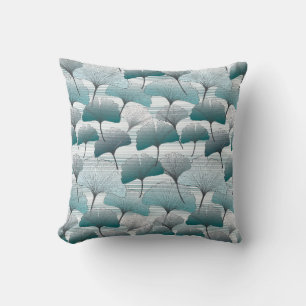 Gingko biloba seamless blue colours pattern. cushion