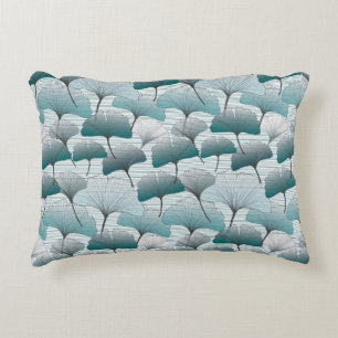 Gingko biloba seamless blue colours pattern.  decorative cushion