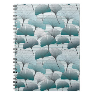 Gingko biloba seamless blue colours pattern. notebook