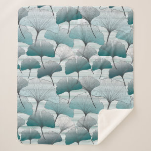 Gingko biloba seamless blue colours pattern. sherpa blanket