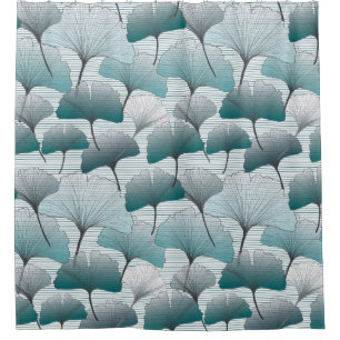 Gingko biloba seamless blue colours pattern.  shower curtain