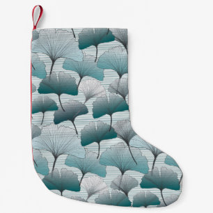 Gingko biloba seamless blue colours pattern. small christmas stocking