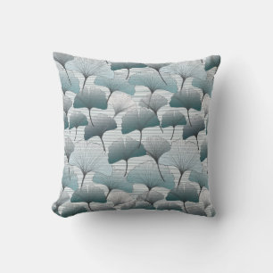 Gingko biloba, seamless blue pattern. cushion