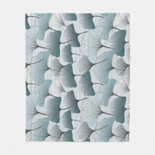 Gingko biloba, seamless blue pattern. fleece blanket