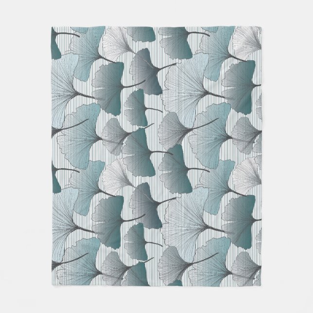 Gingko biloba, seamless blue pattern. fleece blanket (Front)