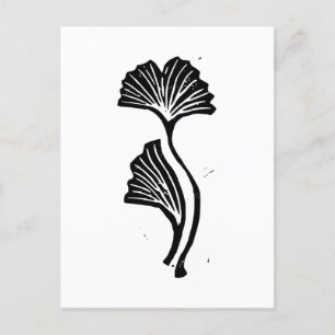 Gingko Leaf Lino Print Postcard