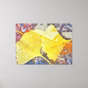 Gingko Leaves and Cityscape Canvas Print