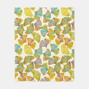 Gingko Leaves: Floral Abstract Art Fleece Blanket