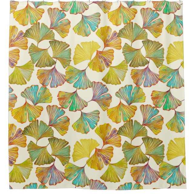 Gingko Leaves: Floral Abstract Art Shower Curtain (Front)