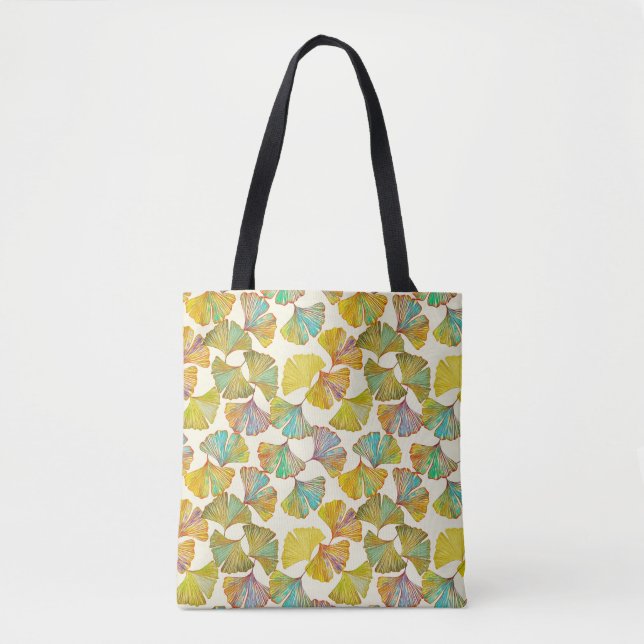 Gingko Leaves: Floral Abstract Art Tote Bag (Front)