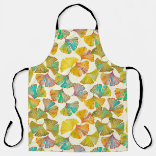 Gingko leaves on floor seamless pattern. Watercolo Apron