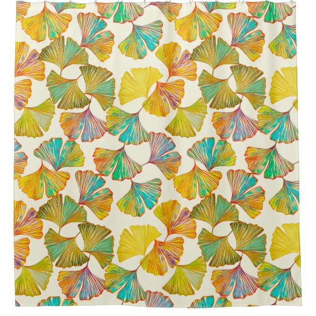 Gingko leaves on floor seamless pattern. Watercolo Shower Curtain (Front)