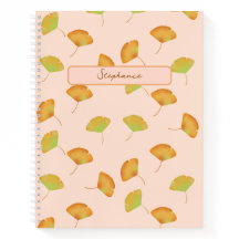 Gingko leaves patterned spiral notebook