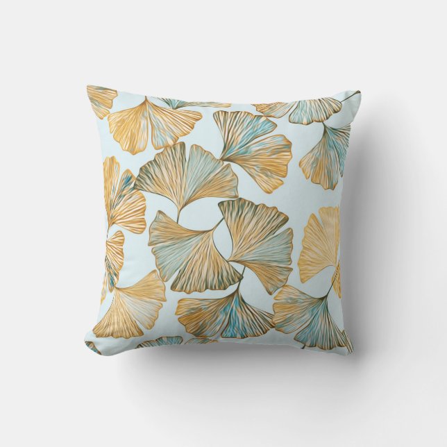 Gingko Leaves Watercolor Seamless Pattern Cushion (Front)