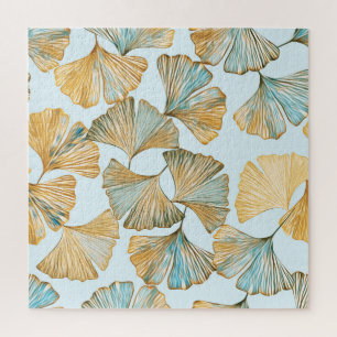 Gingko Leaves Watercolor Seamless Pattern Jigsaw Puzzle