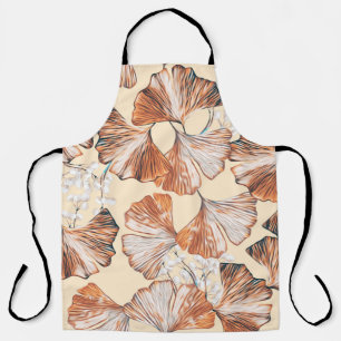 Gingko with fruits seamless pattern. Watercolor fl Apron