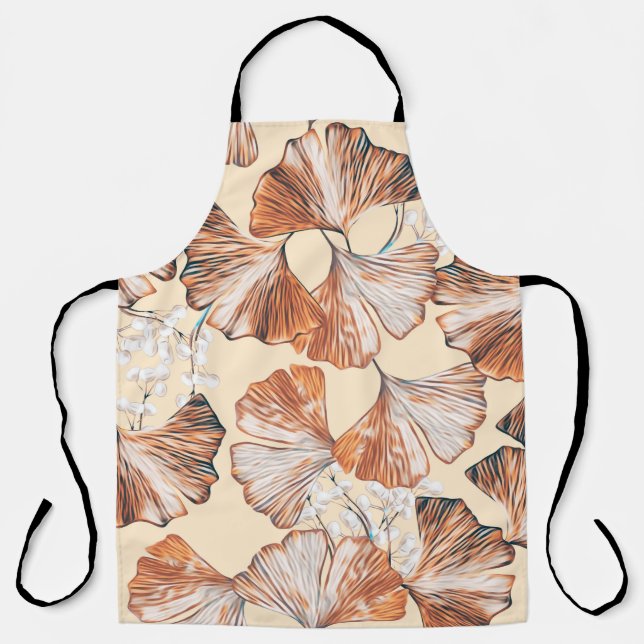 Gingko with fruits seamless pattern. Watercolor fl Apron (Front)