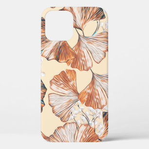 Gingko with fruits seamless pattern. Watercolor fl iPhone 12 Case