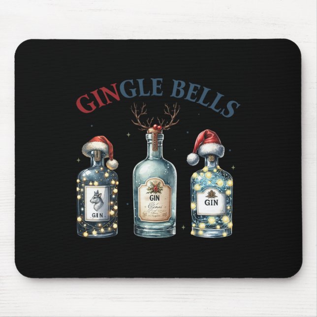 Gingle Bells Funny Gin Gin Bells Christmas Tree Me Mouse Mat (Front)