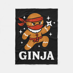 Ginjas Gingerbread Ninja Funny Christmas Cookie Bo Fleece Blanket